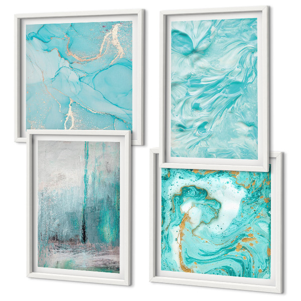 Multi-piece wall decor set Shades of blue abstract patterns