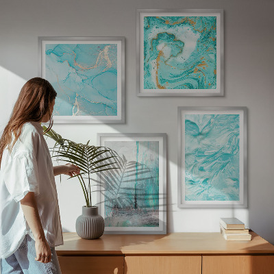 Multi-piece wall decor set Shades of blue abstract patterns