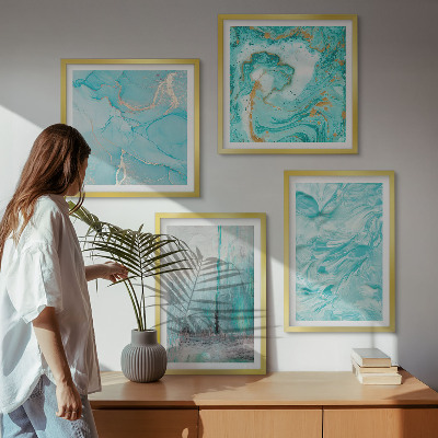 Multi-piece wall decor set Shades of blue abstract patterns