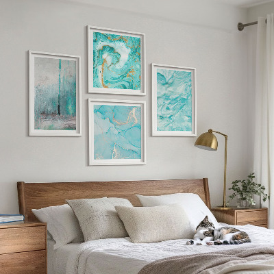 Multi-piece wall decor set Shades of blue abstract patterns