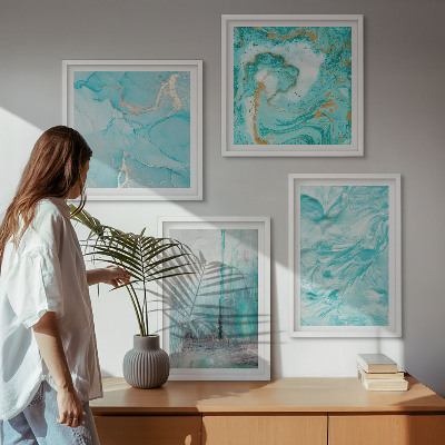 Multi-piece wall decor set Shades of blue abstract patterns
