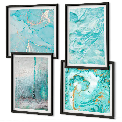 Multi-piece wall decor set Shades of blue abstract patterns