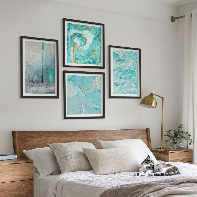 Multi-piece wall decor set Shades of blue abstract patterns