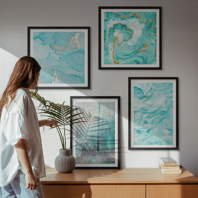 Multi-piece wall decor set Shades of blue abstract patterns