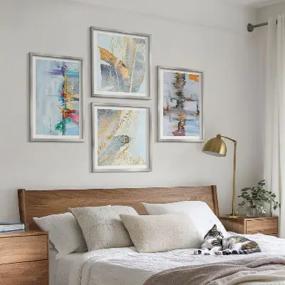 Abstract painting wall art set compositions
