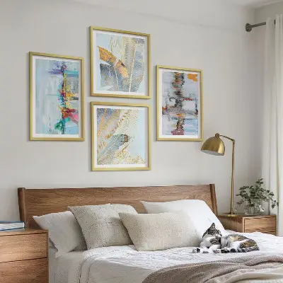 Abstract painting wall art set compositions
