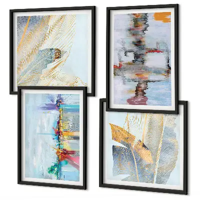 Abstract painting wall art set compositions