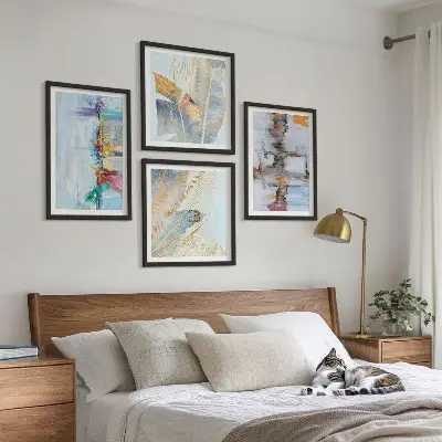 Abstract painting wall art set compositions