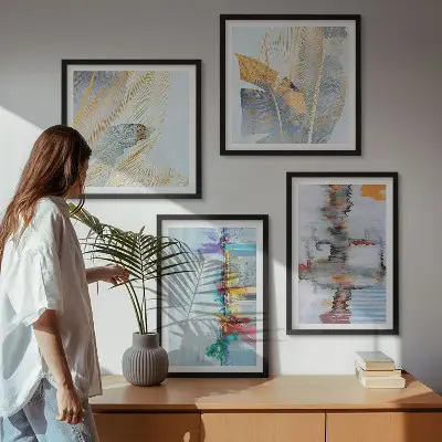 Abstract painting wall art set compositions