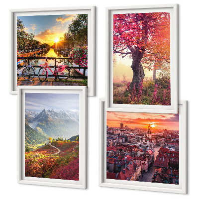 Multi-piece wall decor set Mountain landscapes by bike