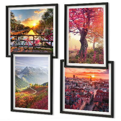 Multi-piece wall decor set Mountain landscapes by bike