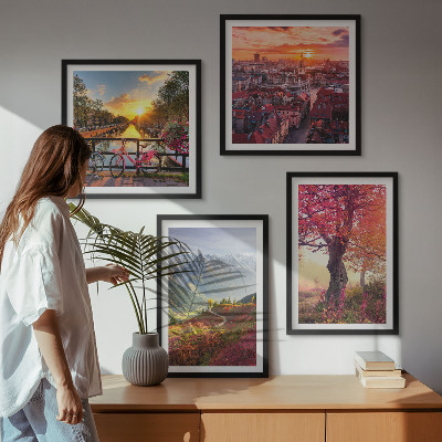 Multi-piece wall decor set Mountain landscapes by bike