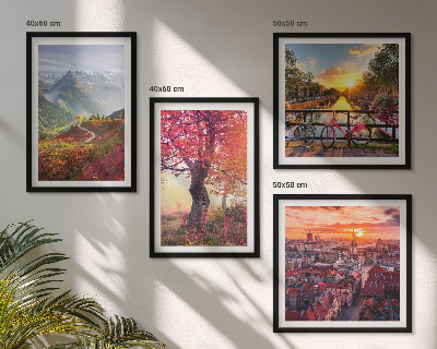 Multi-piece wall decor set Mountain landscapes by bike