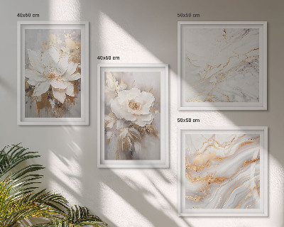 Wall art set Flowers light background marble patterns