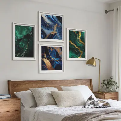 Set of 4 wall art pieces featuring elegant stone patterns