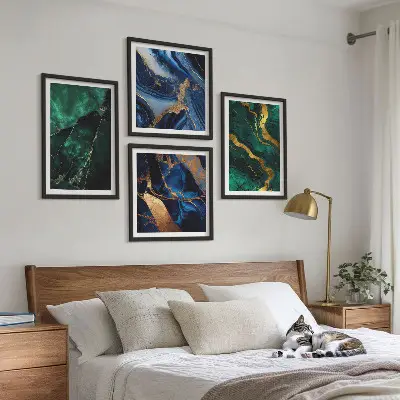 Set of 4 wall art pieces featuring elegant stone patterns