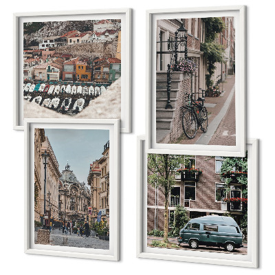 Multi-piece wall decor set City views of buildings