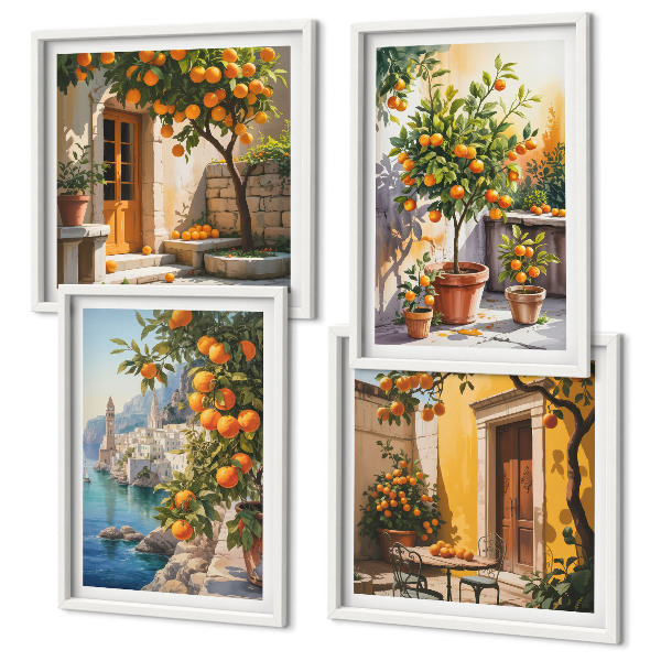 Wall art set Painted citrus landscapes