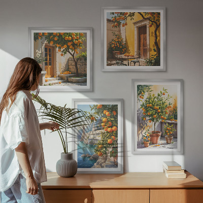 Wall art set Painted citrus landscapes