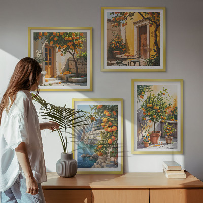 Wall art set Painted citrus landscapes