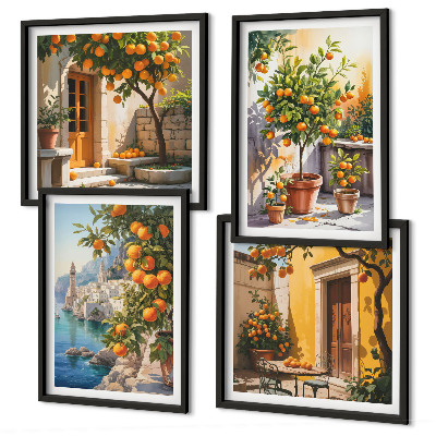 Wall art set Painted citrus landscapes