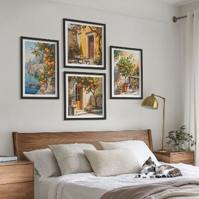 Wall art set Painted citrus landscapes
