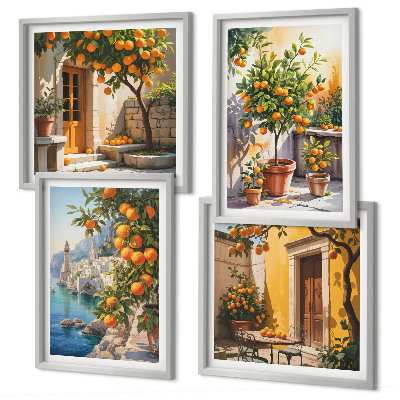 Wall art set Painted citrus landscapes