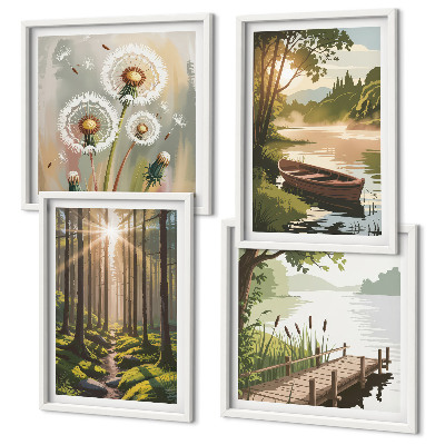 Multi-piece wall decor set Forest landscape, lake Łódź