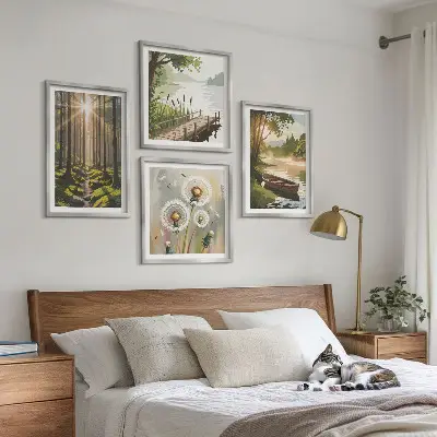 Multi-piece wall decor set forest landscape with a lake in Lodz