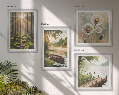 Multi-piece wall decor set Forest landscape, lake Łódź
