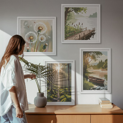 Multi-piece wall decor set Forest landscape, lake Łódź