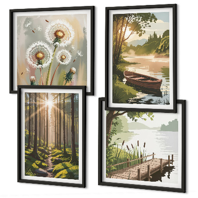 Multi-piece wall decor set Forest landscape, lake Łódź