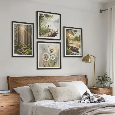Multi-piece wall decor set forest landscape with a lake in Lodz