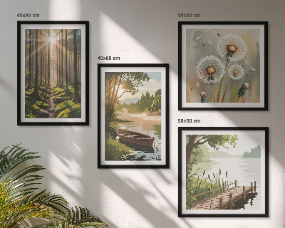 Multi-piece wall decor set Forest landscape, lake Łódź