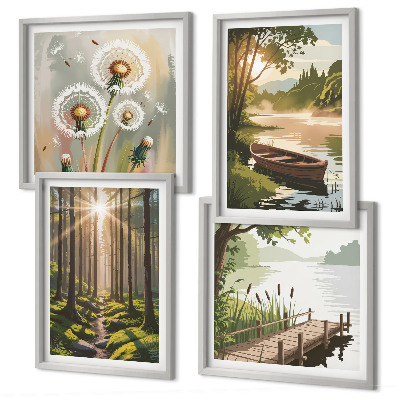 Multi-piece wall decor set Forest landscape, lake Łódź