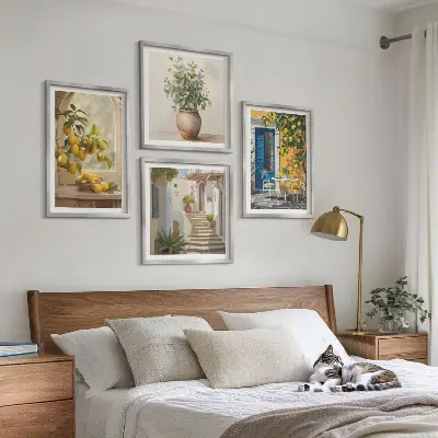 Lemons town architecture wall art set of 4 pieces