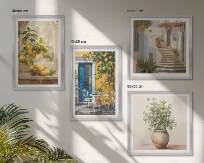 Lemons town architecture wall art set of 4 pieces