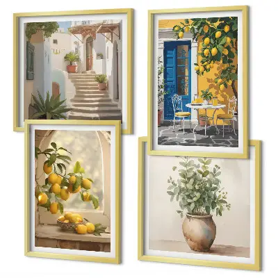 Lemons town architecture wall art set of 4 pieces
