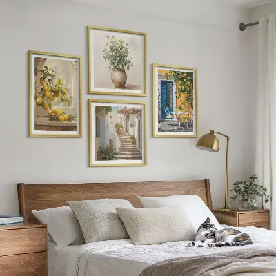 Lemons town architecture wall art set of 4 pieces