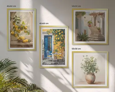 Lemons town architecture wall art set of 4 pieces
