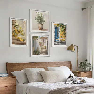 Lemons town architecture wall art set of 4 pieces