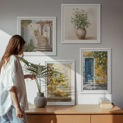 Lemons town architecture wall art set of 4 pieces