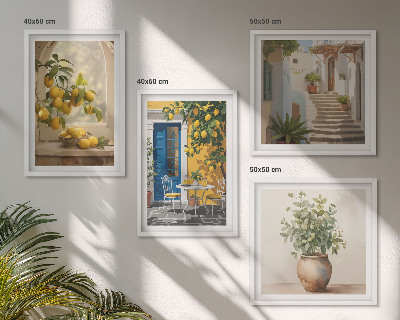 Set of 4 wall art pieces Lemons town architecture