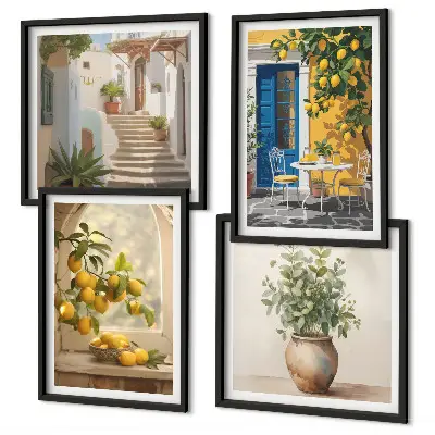 Lemons town architecture wall art set of 4 pieces