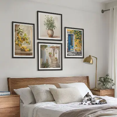 Lemons town architecture wall art set of 4 pieces