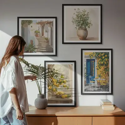 Lemons town architecture wall art set of 4 pieces