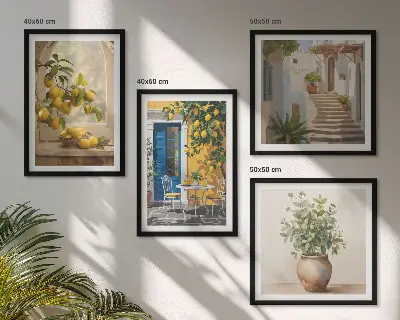 Lemons town architecture wall art set of 4 pieces