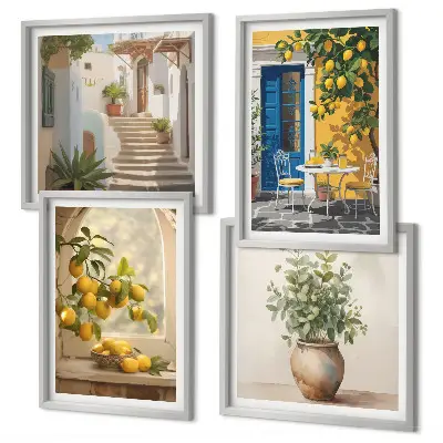 Lemons town architecture wall art set of 4 pieces