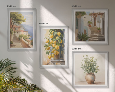 Multi-piece wall decor set Flowers in a vase, a sea of ​​lemons