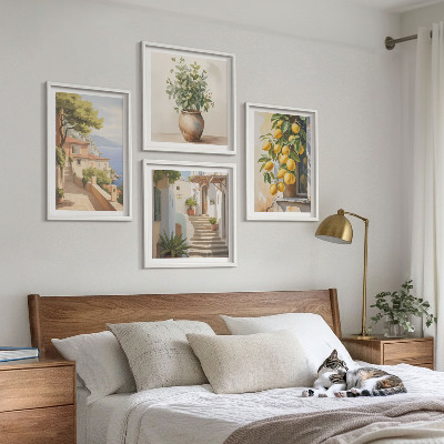 Multi-piece wall decor set Flowers in a vase, a sea of ​​lemons